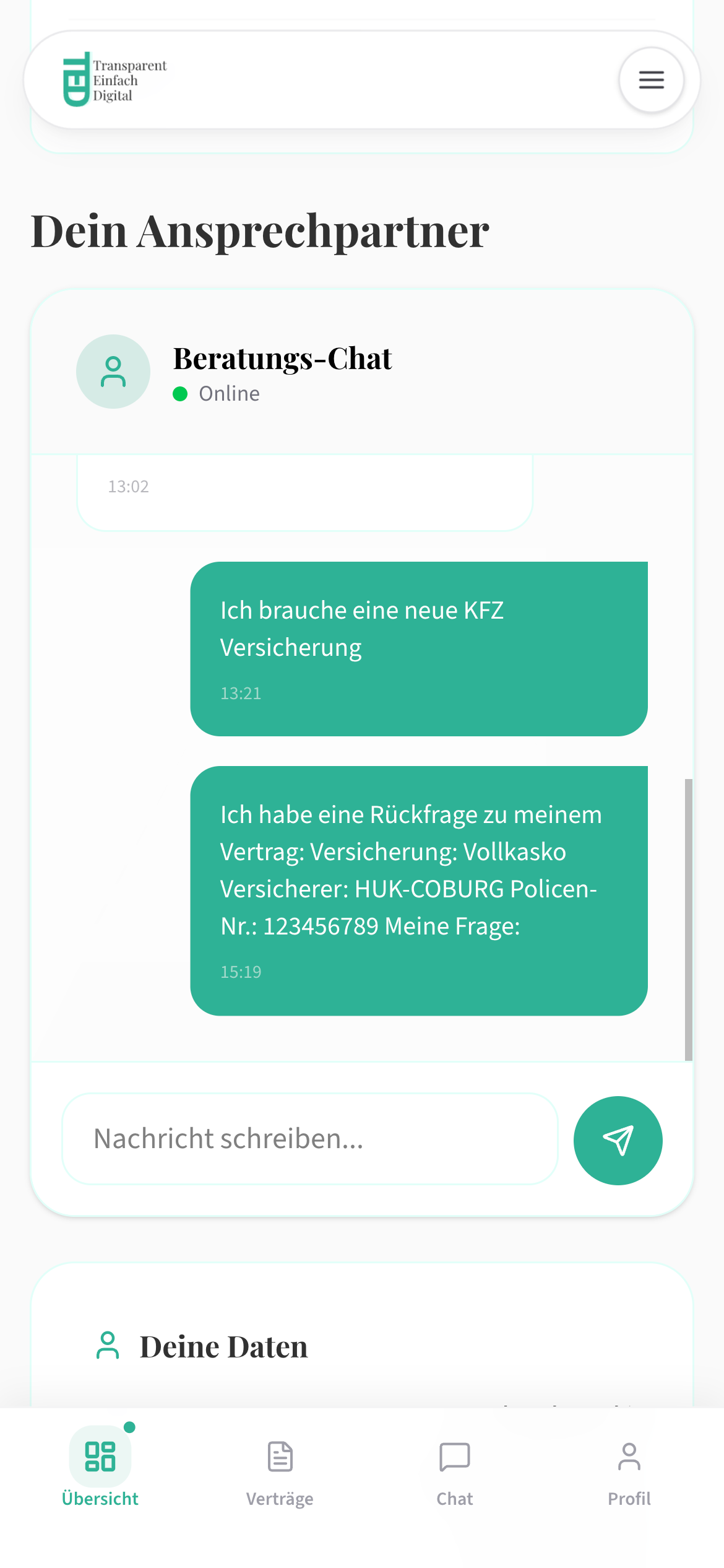 Beratungs-Chat – TED App